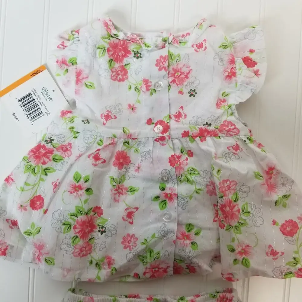 Little Me 12M Dress Bloomer Set Pink Floral